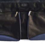 double pocket on the side of big blue bag
