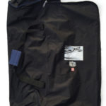 big blue bag fromm top with flying buggy rollin pilot graphic designed by Jean Yves Blondeau