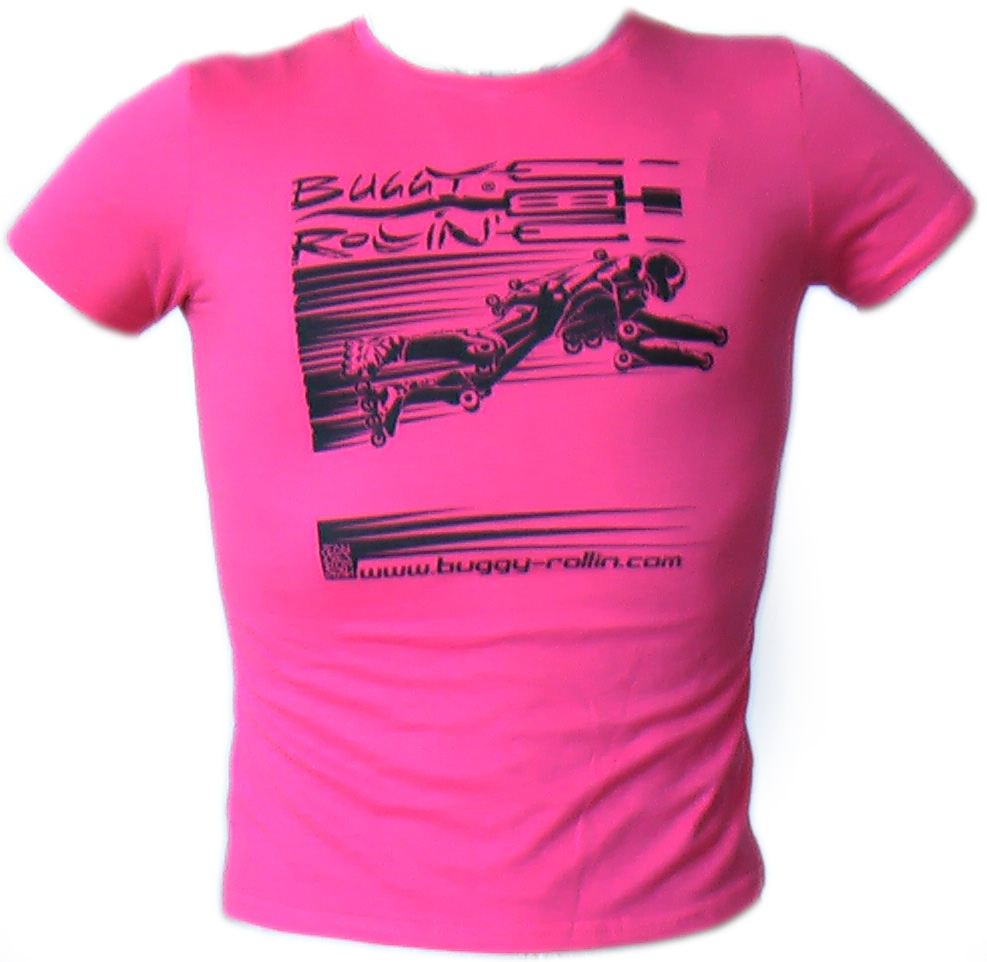 strawberry pink T-Shirt printed with buggy rollin flying pilot