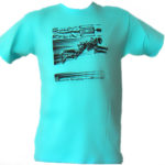 turquoise blue T-Shirt printed with buggy rollin flying pilot