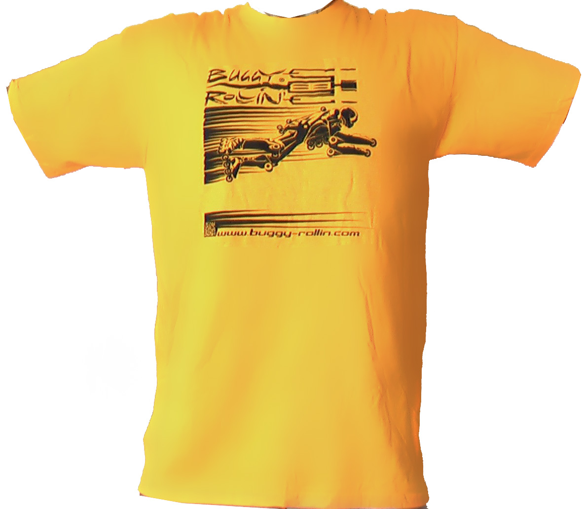 sun yellow T-Shirt printed with buggy rollin flying pilot