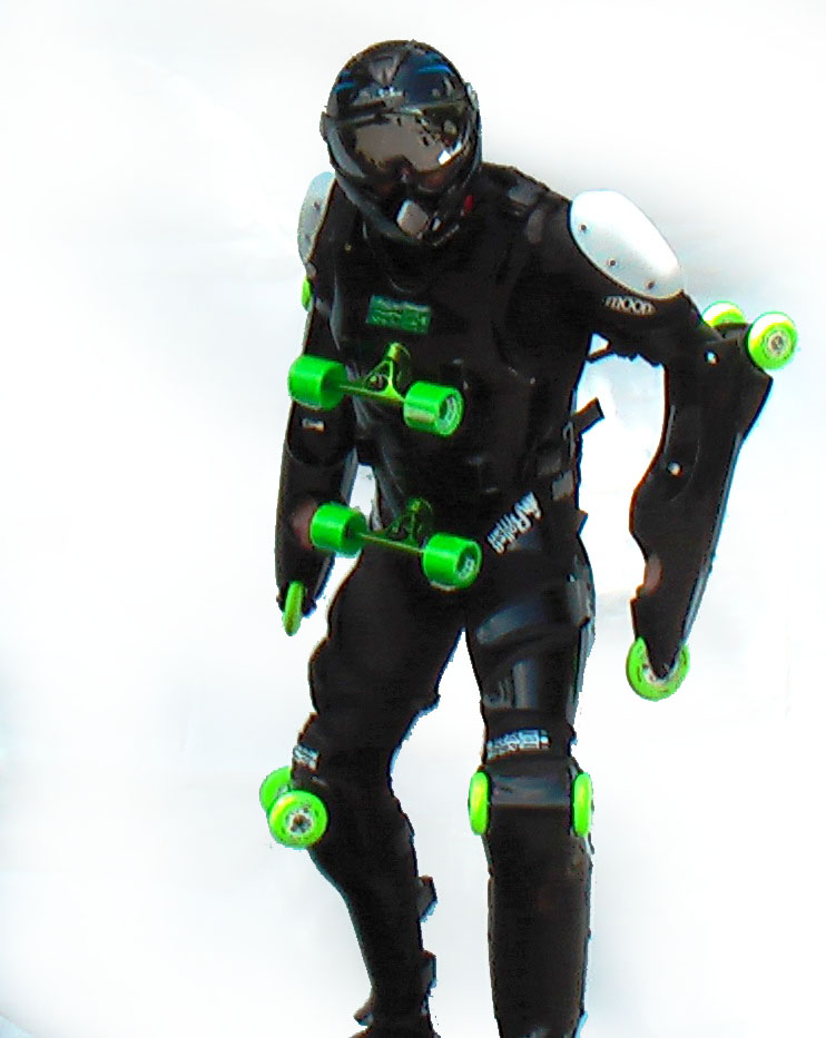 Black-green buggy rollin suit worn by pilot step forward with black buggy rollin special helmet