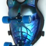 silver and blue reflected shell with blue wheels ans blue trucks of silver-blue buggy rollin set